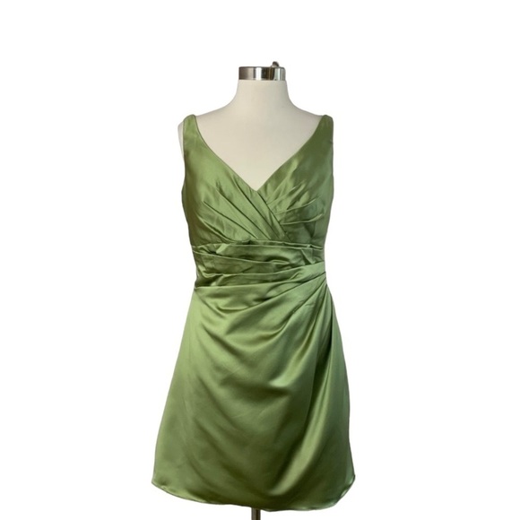 Impression Bridal Lime Green Satin Dress Size 12 - Picture 1 of 14